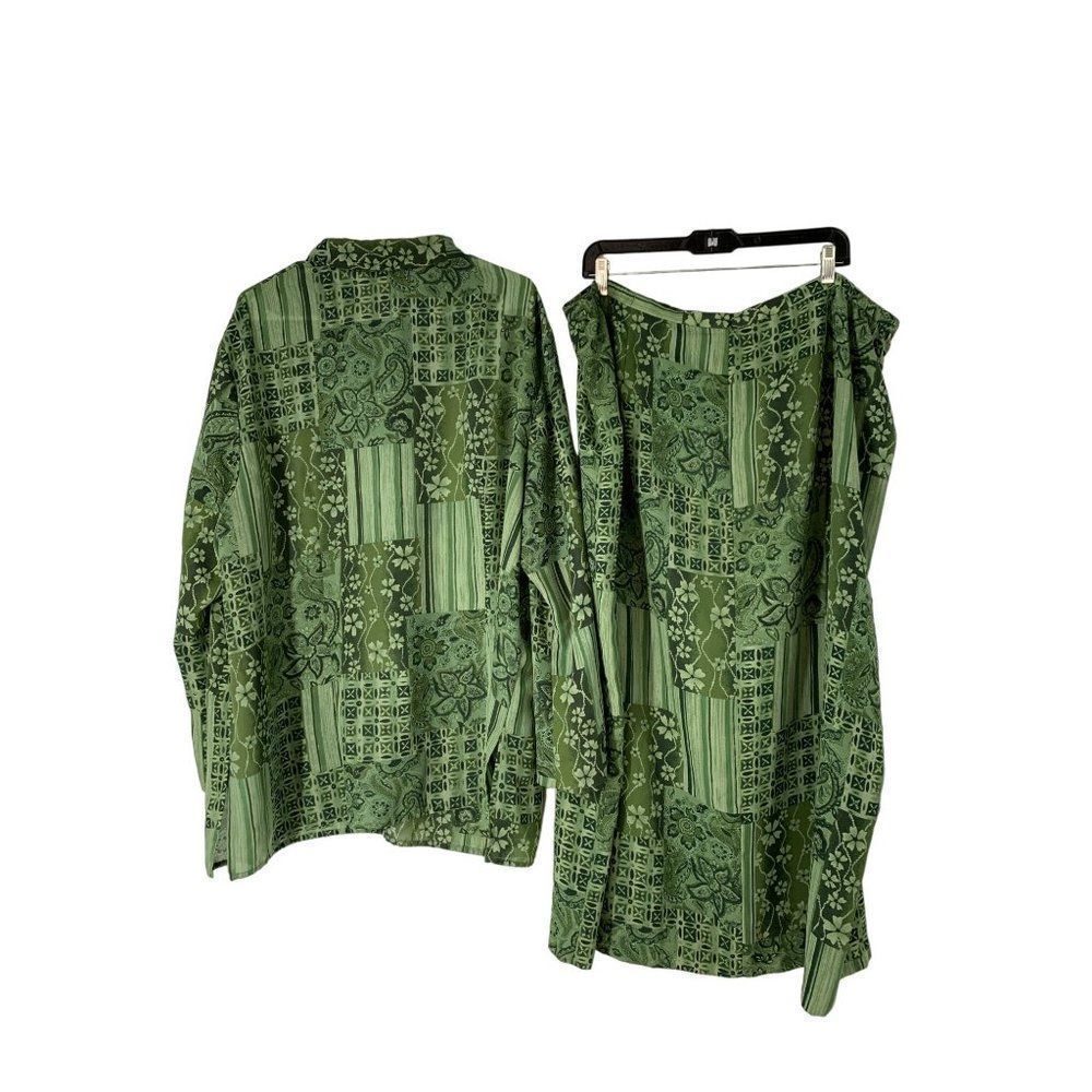 Women’s Judith Hart 2 Piece Skirt Set Green Size 22W 5467 Asian Theme Wrap - Picture 9 of 10